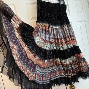 Belly dance boho hippy gypsy tiered circle skirt w coins eu 38 us 6 8 zipper